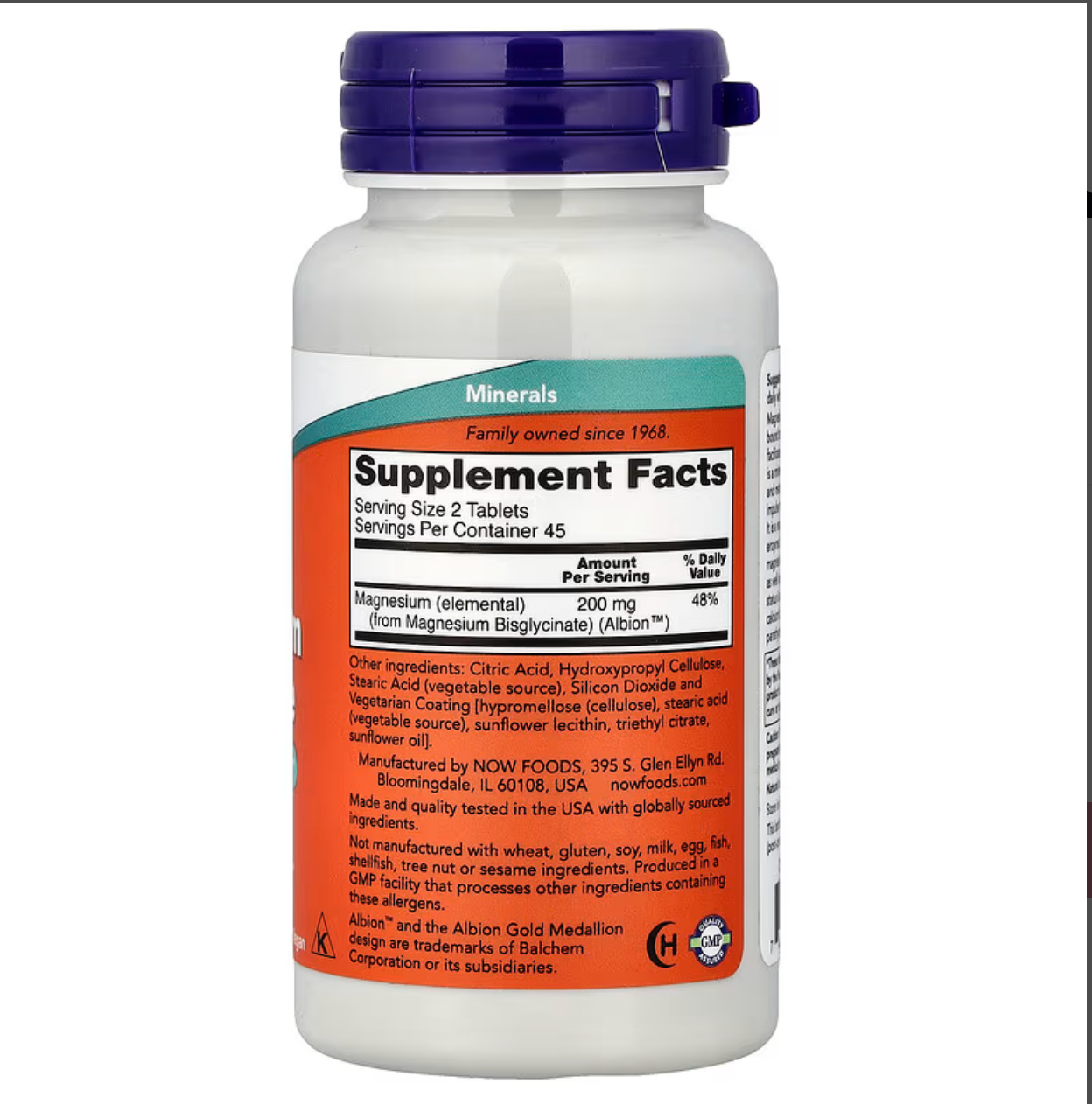 NOW Magnesium Glycinate 200mg Tablets