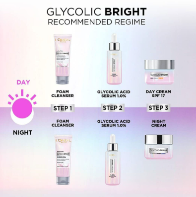 L’Oréal Paris, Glycolic-Bright Glowing Night Cream, for Dark Spots Reduction, Glow Boosting, and Skin Tone Evenness, 50ml