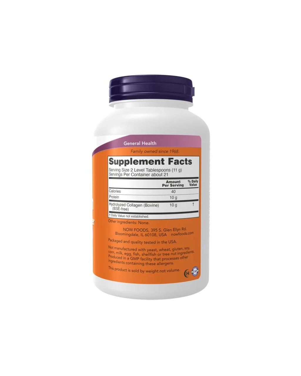 NOW Collagen Peptides Powder Hydrolyzed Bovine Collagen 227 g (8 oz)