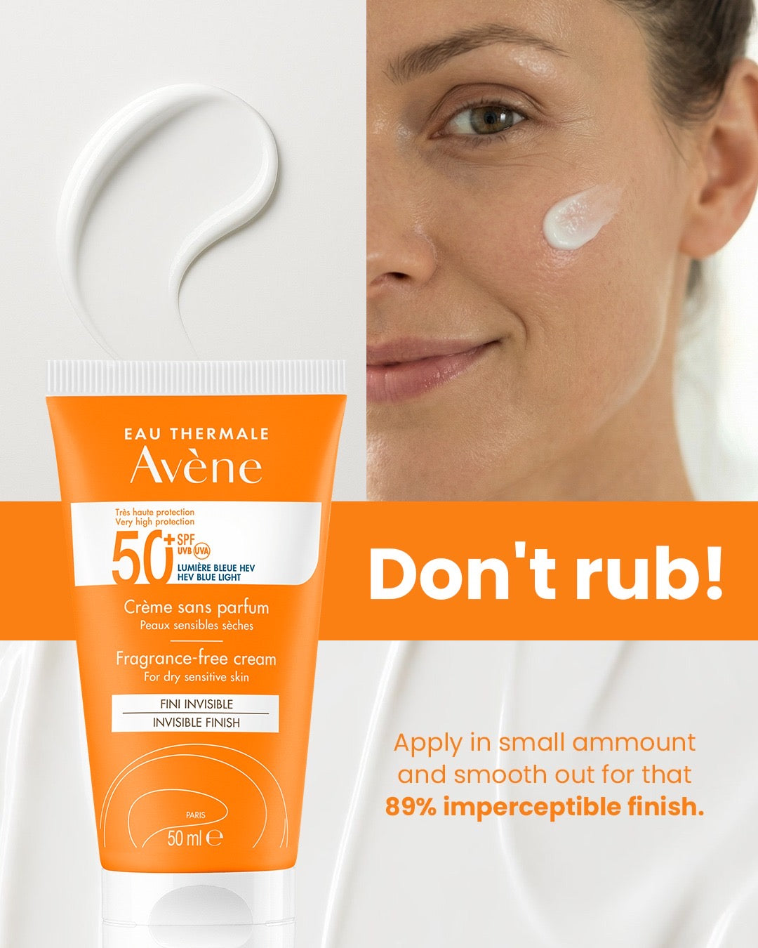 Buy 1 Get 1 Avène Fragrance-Free Cream SPF50+ Sunscreen 50ml For Dry Sensitive Skin