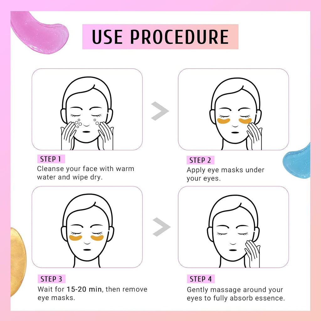PEAUAMIE Under Eye Patches Gold, Rose and Hyaluronuc acid Eye Masks