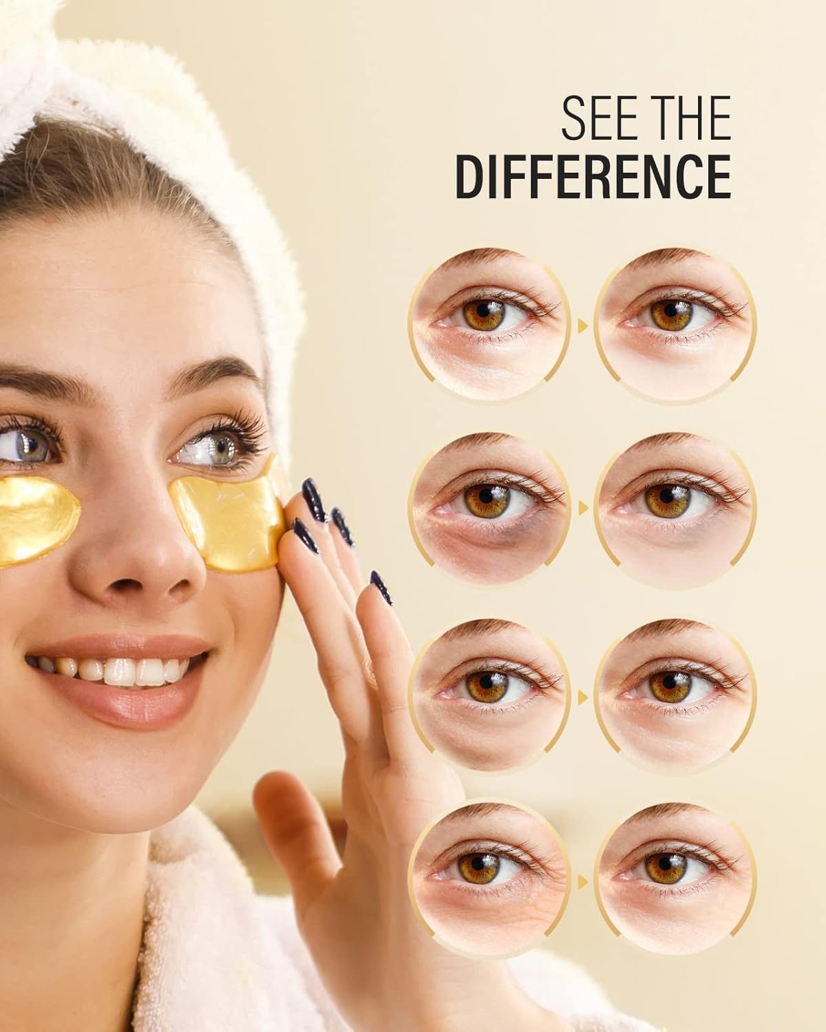 24k Gold Under Eye Patches, eye mask, Collagen Skin Care Products 1 pair