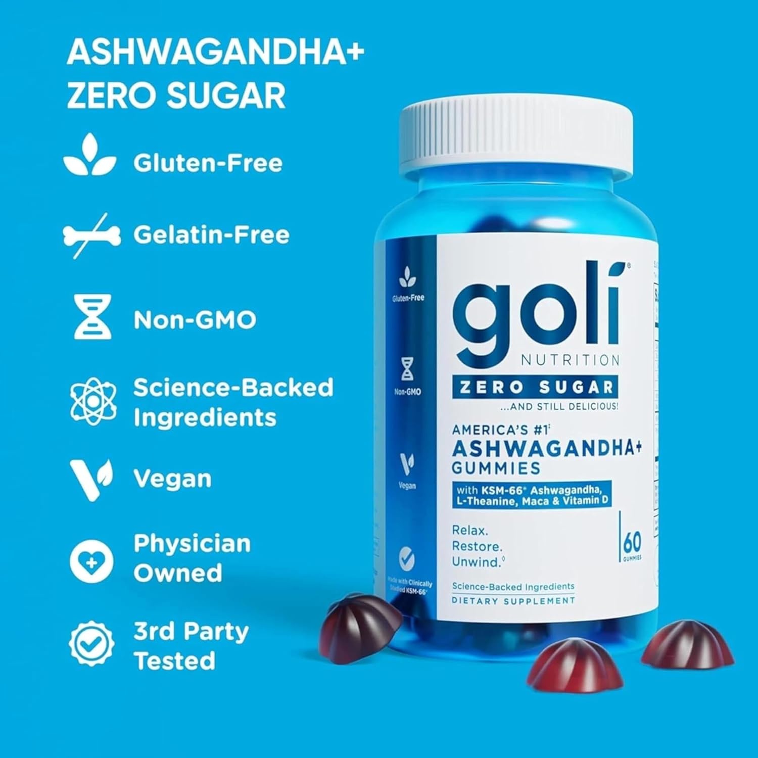Goli Ashwagandha & Vitamin D Gummy - 60 Count