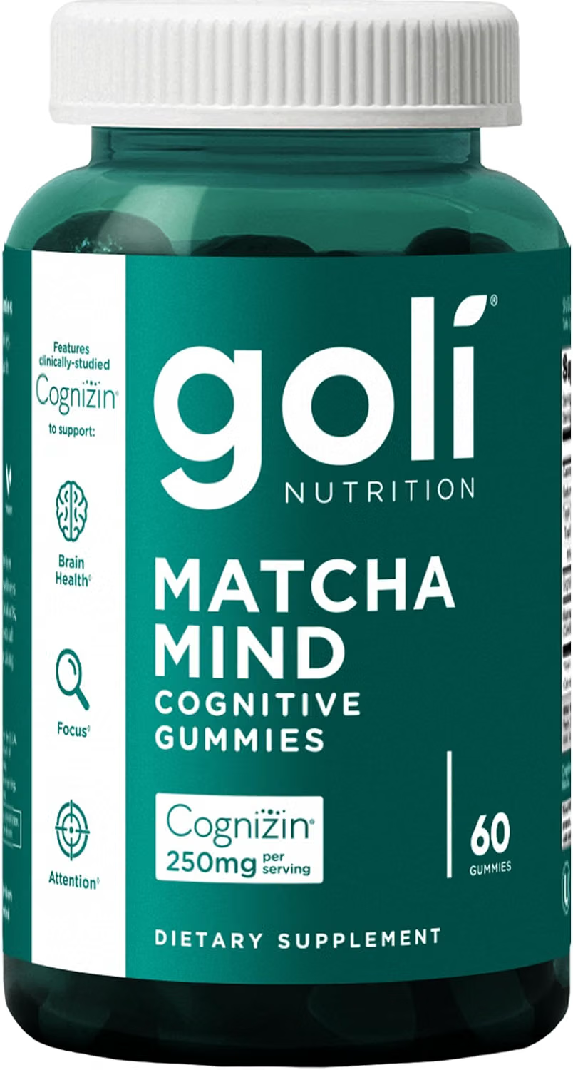 Goli Matcha Mind Cognitive Gummies with Cognizin Citicoline - Brain Health and Focus Support