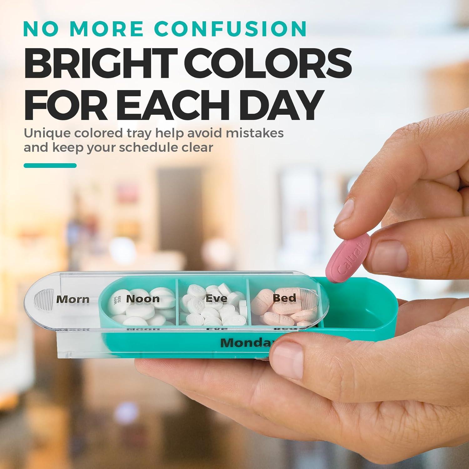 Stackable Daily Pill Organizer 4 Times a Day Weekly Medication Reminder