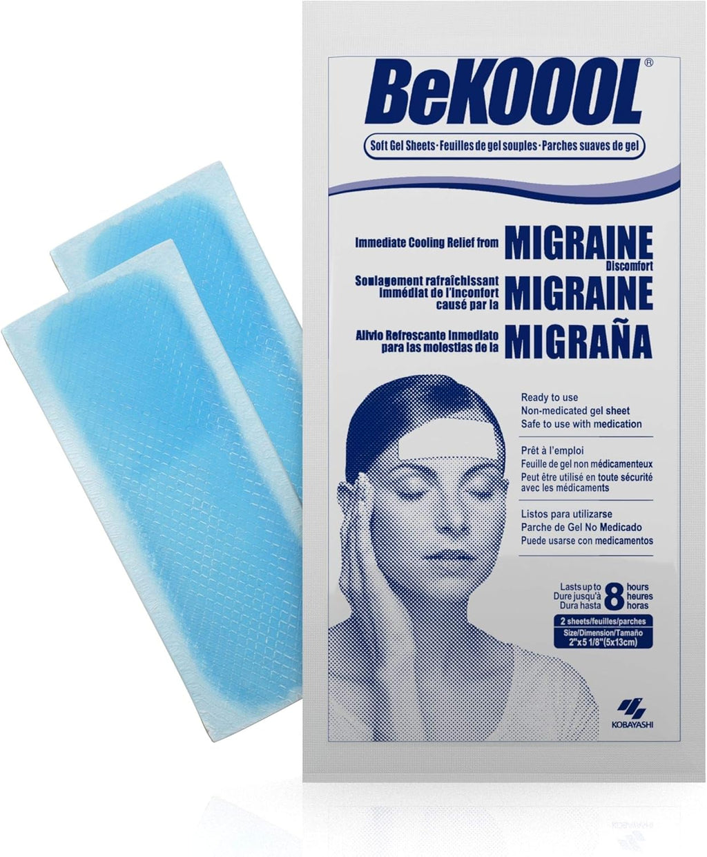 BeKOOOL Migraine Gel Sheets - 4 Count