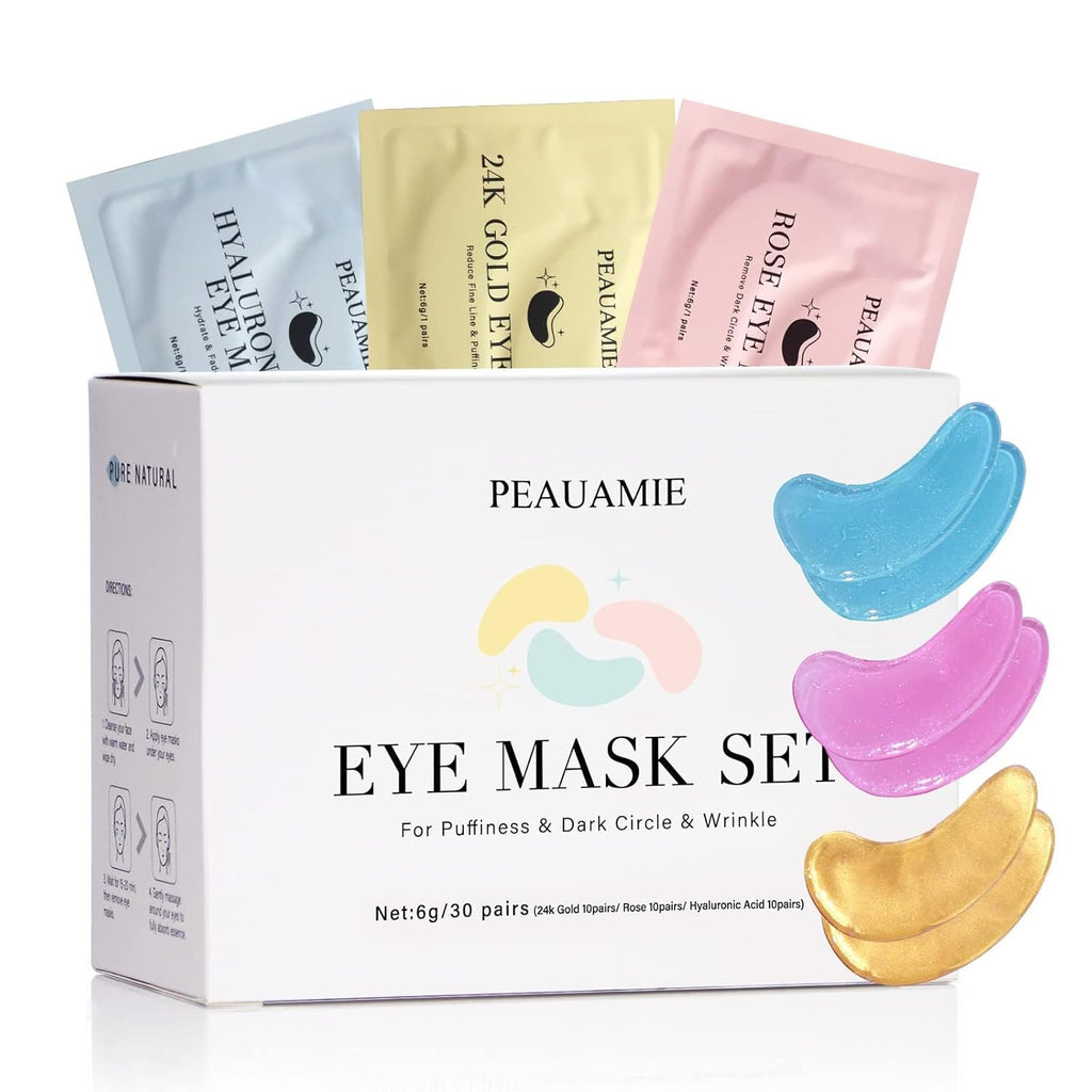 PEAUAMIE Under Eye Patches Gold, Rose and Hyaluronuc acid Eye Masks