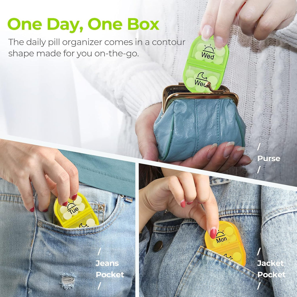 AUVON Pill Box 2 Times a Day, Weekly Pill Organizer AM PM