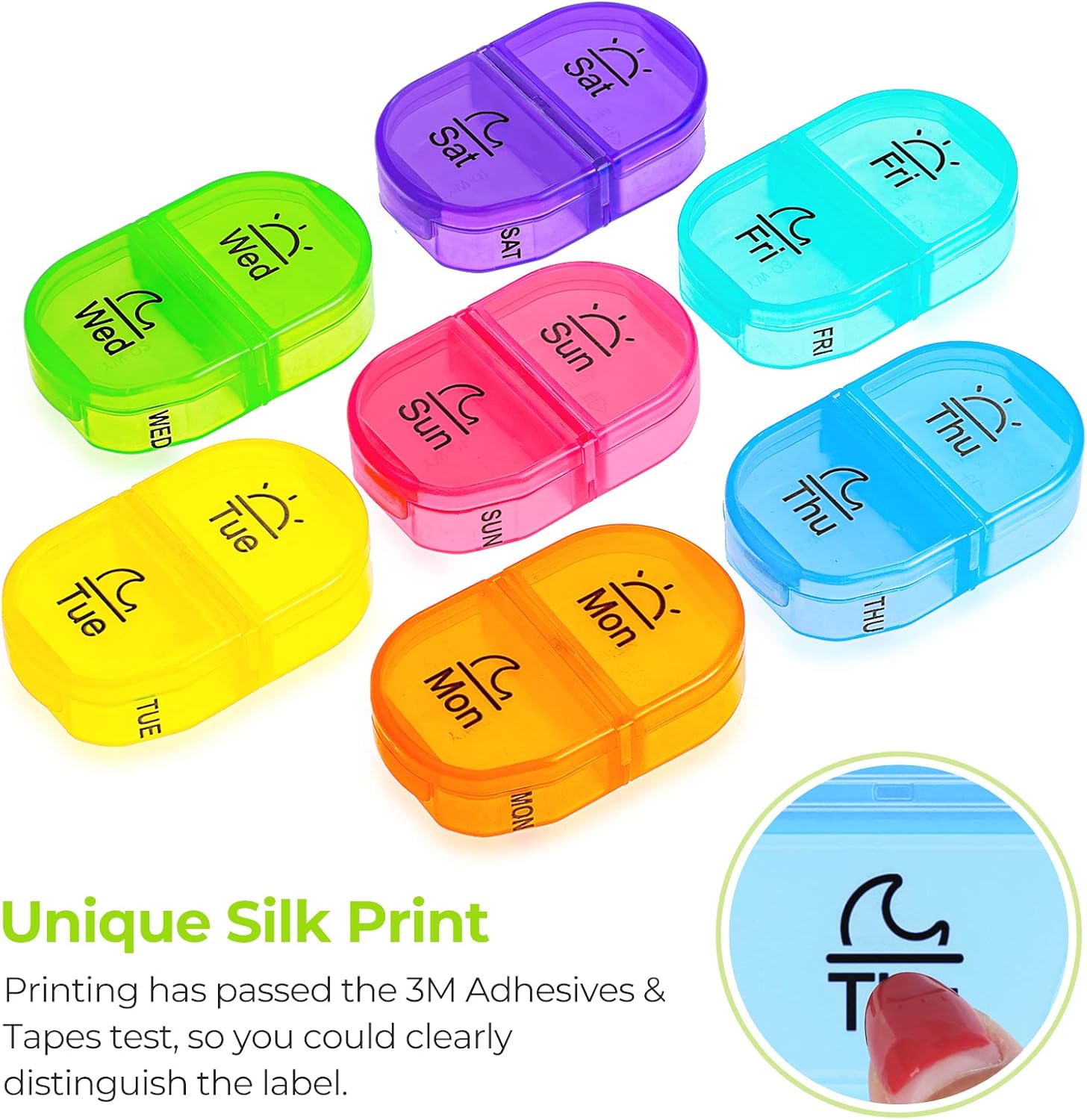 AUVON Pill Box 2 Times a Day, Weekly Pill Organizer AM PM