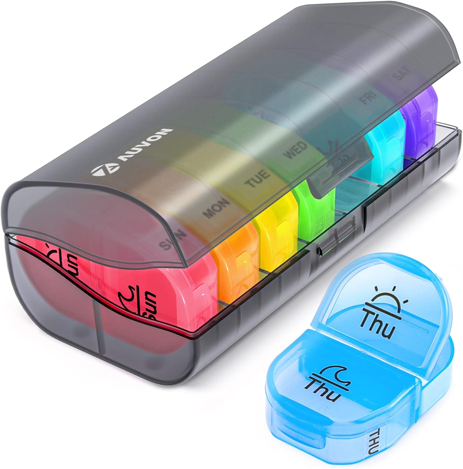 AUVON Pill Box 2 Times a Day, Weekly Pill Organizer AM PM
