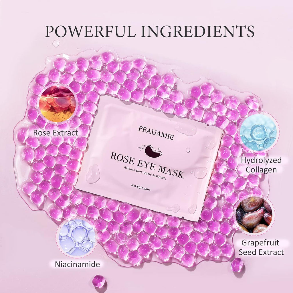 PEAUAMIE Under Eye Patches Gold, Rose and Hyaluronuc acid Eye Masks