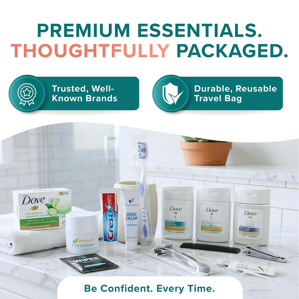 Travel Kit Unisex Premium Name Brand for Care Package Bag 20 Items