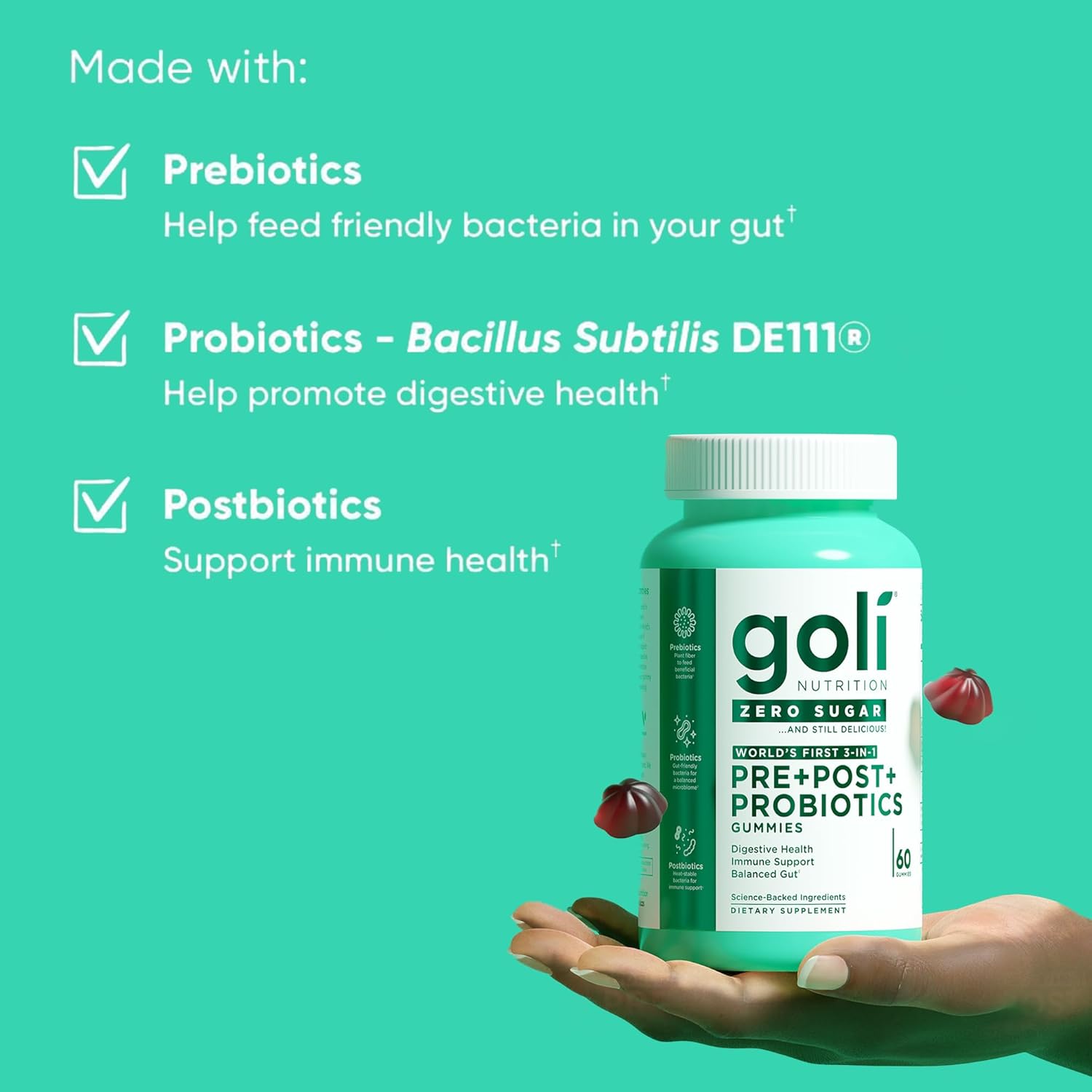 Goli Zero Sugar Pre, Post, Probiotic 90 Count