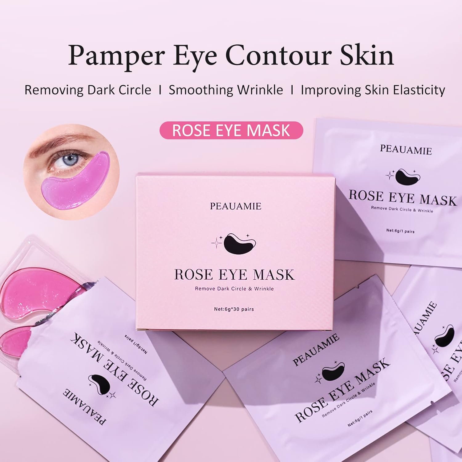 PEAUAMIE Under Eye Patches Gold, Rose and Hyaluronuc acid Eye Masks