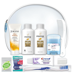 Travel Kit International Women's Deluxe 10 Piece Kit with Travel Size Pantene Hair Products in Reusable Toiletry Zippered Bag