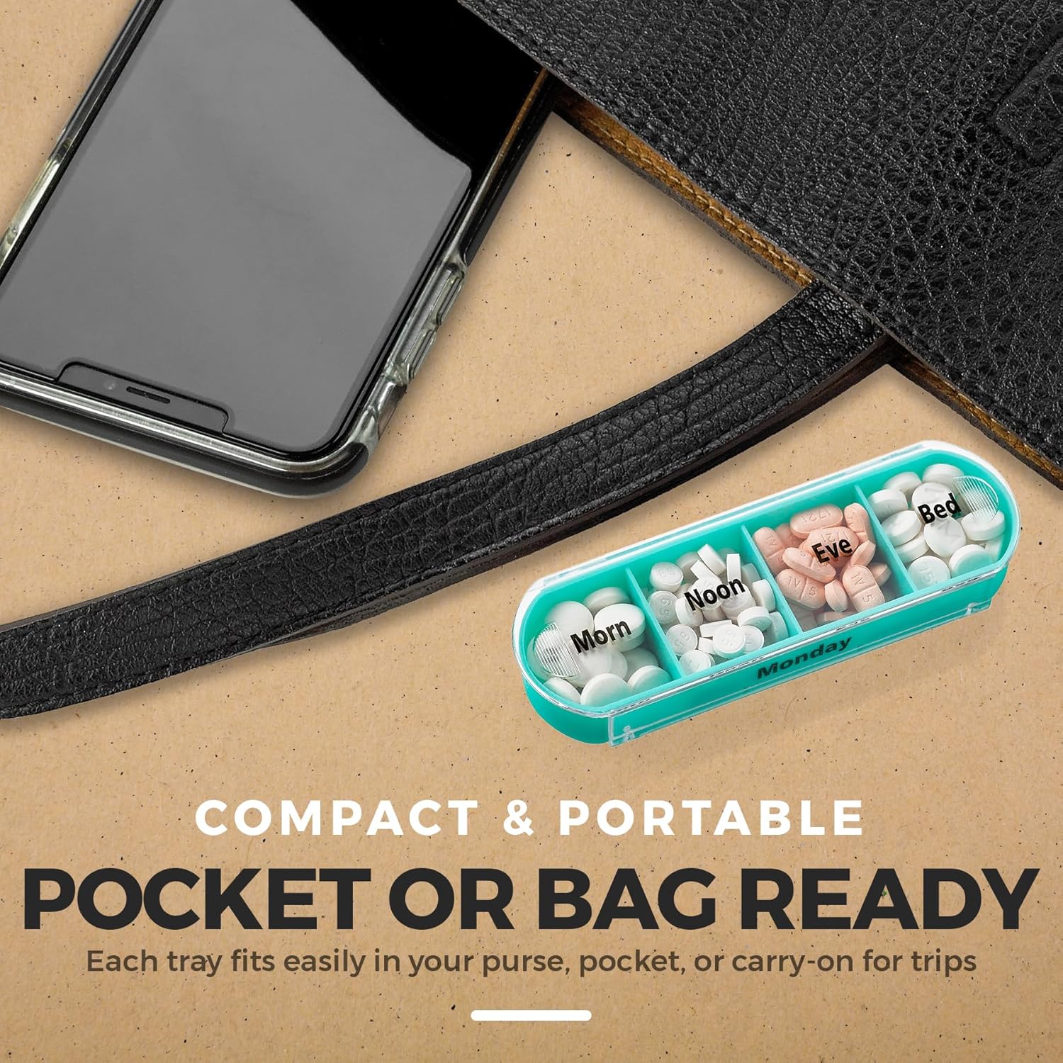Stackable Daily Pill Organizer 4 Times a Day Weekly Medication Reminder