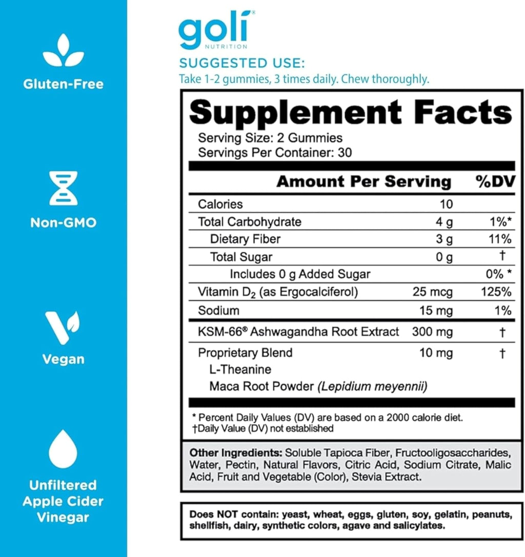 Goli Ashwagandha & Vitamin D Gummy - 60 Count