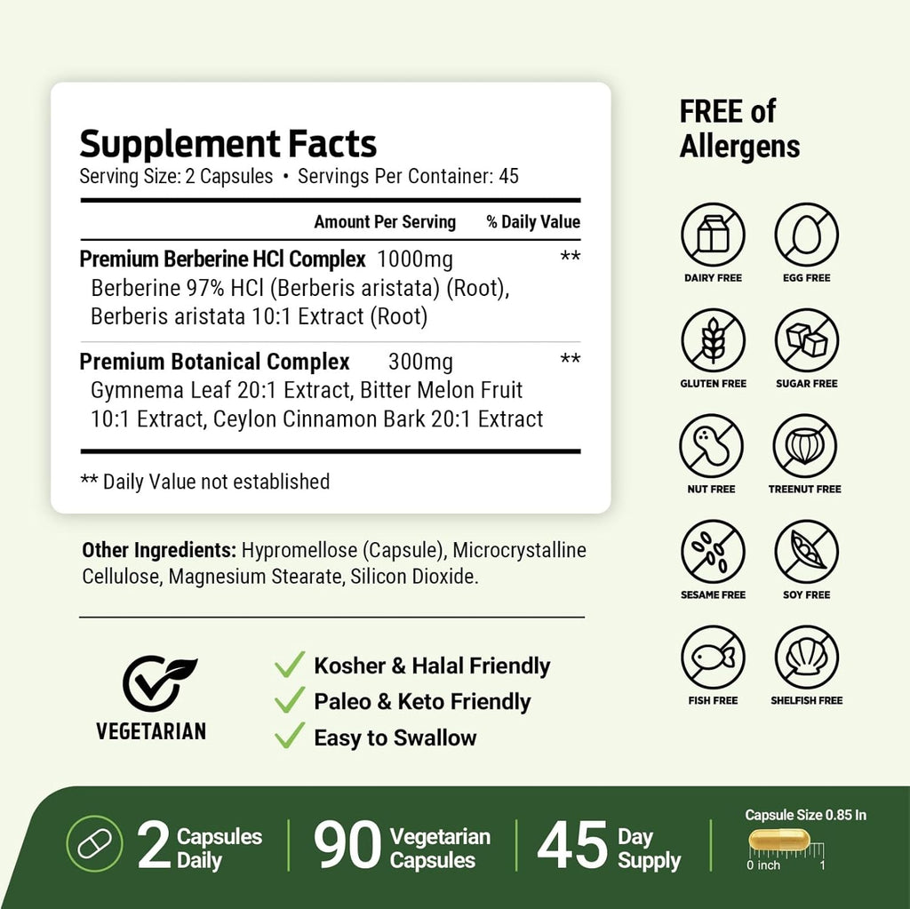 Berberine Supplement - 1300mg per Serving