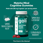 Goli Matcha Mind Cognitive Gummies with Cognizin Citicoline - Brain Health and Focus Support